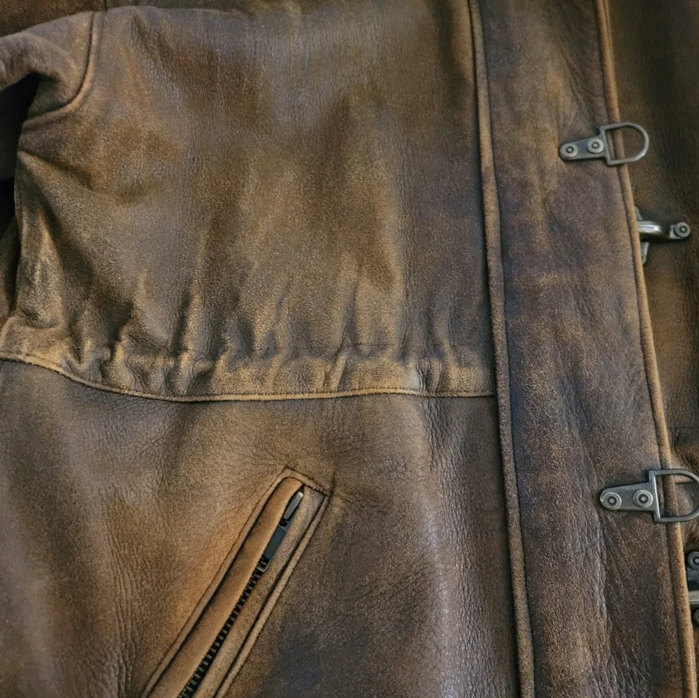 Vintage  Di Capra Brown Leather Coat Sz Medium - Picture 11 of 16